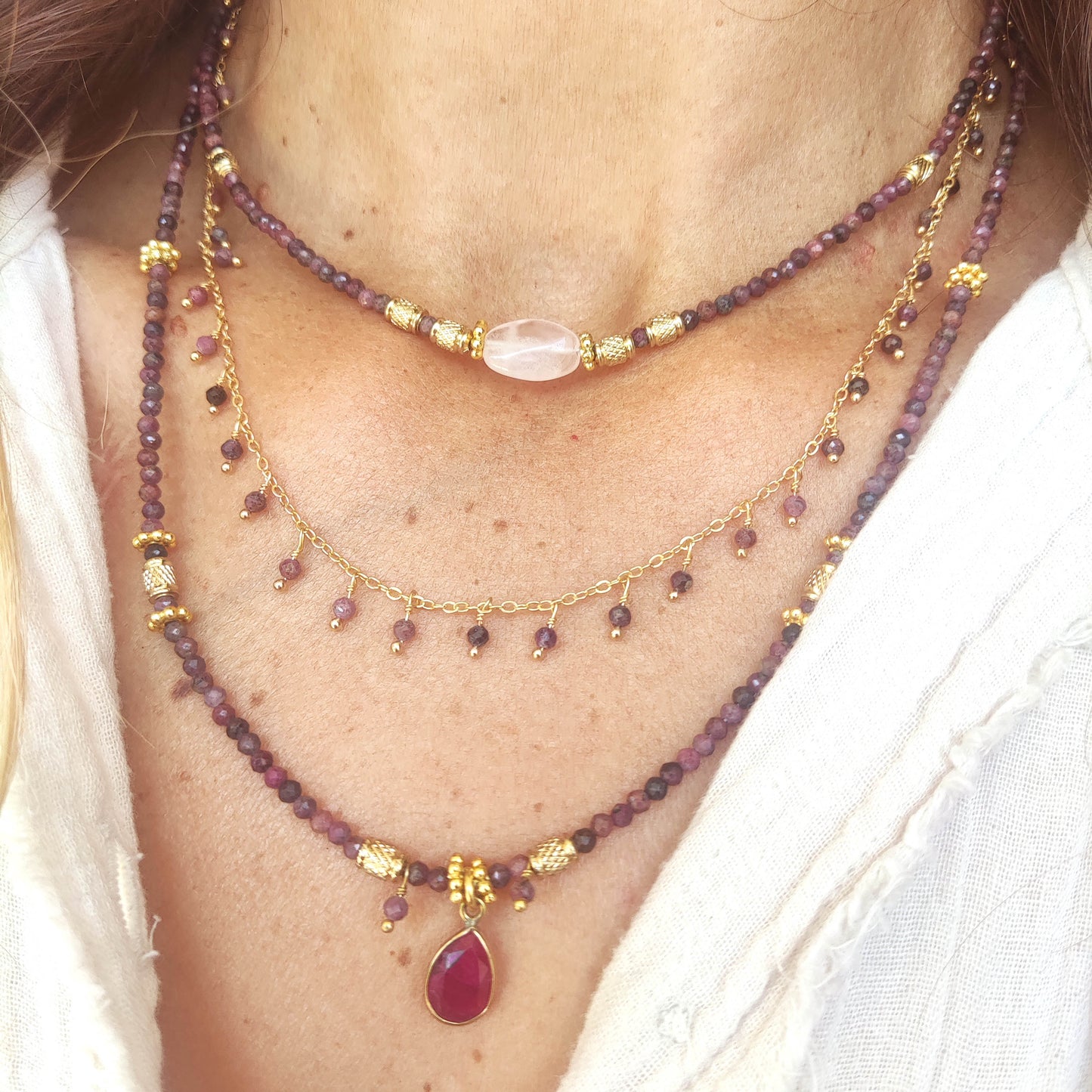 שרשראות מהרני טורמלין בורדו