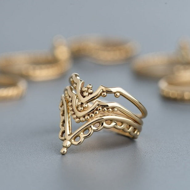 זוג טבעות מלכותי זהב 14 קראט A+B