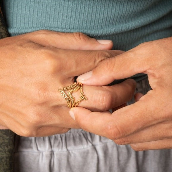 סט טבעות מלכותי זהב 14 קראט