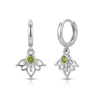 עגילי חישוק פרידוט ירוק כסף 925