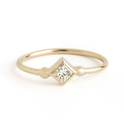 טבעת פרינסס יהלום זהב 14 קראט