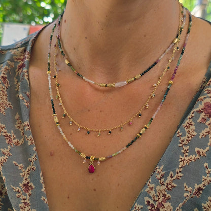 סט שרשראות מהרני טורמלין אבטיח