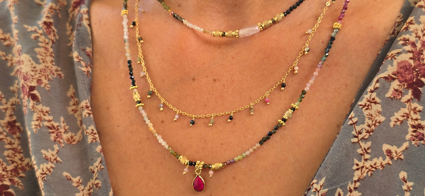 סט שרשראות מהרני טורמלין אבטיח