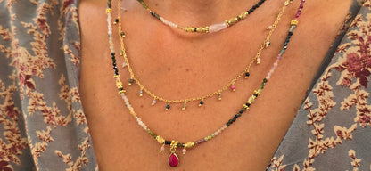 סט שרשראות מהרני טורמלין אבטיח