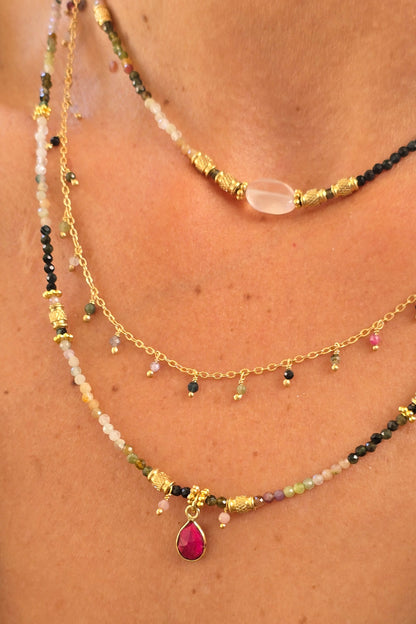 סט שרשראות מהרני טורמלין אבטיח