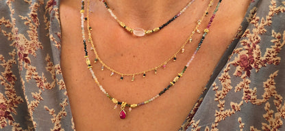 סט שרשראות מהרני טורמלין אבטיח