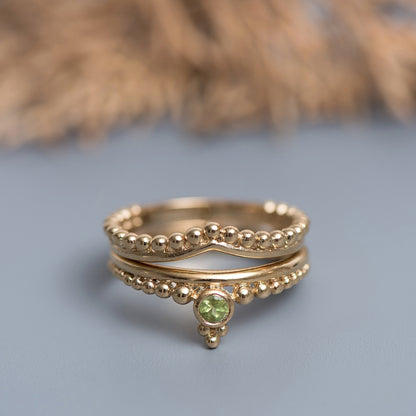 סט טבעות כתר וגיטה זהב 14 קראט