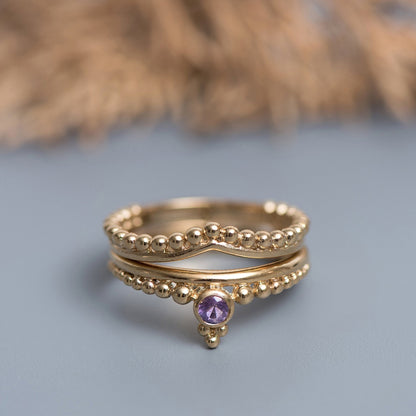 סט טבעות כתר וגיטה זהב 14 קראט