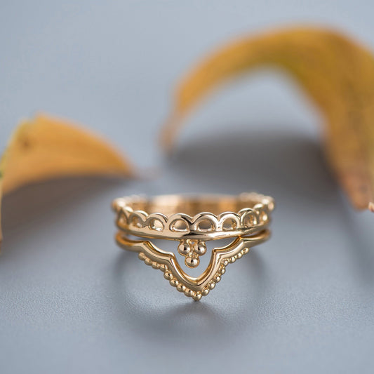 זוג טבעות מלכותי זהב 14 קראט A+D