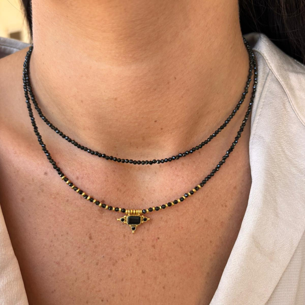 סט שרשראות כוכב ספינל שחור