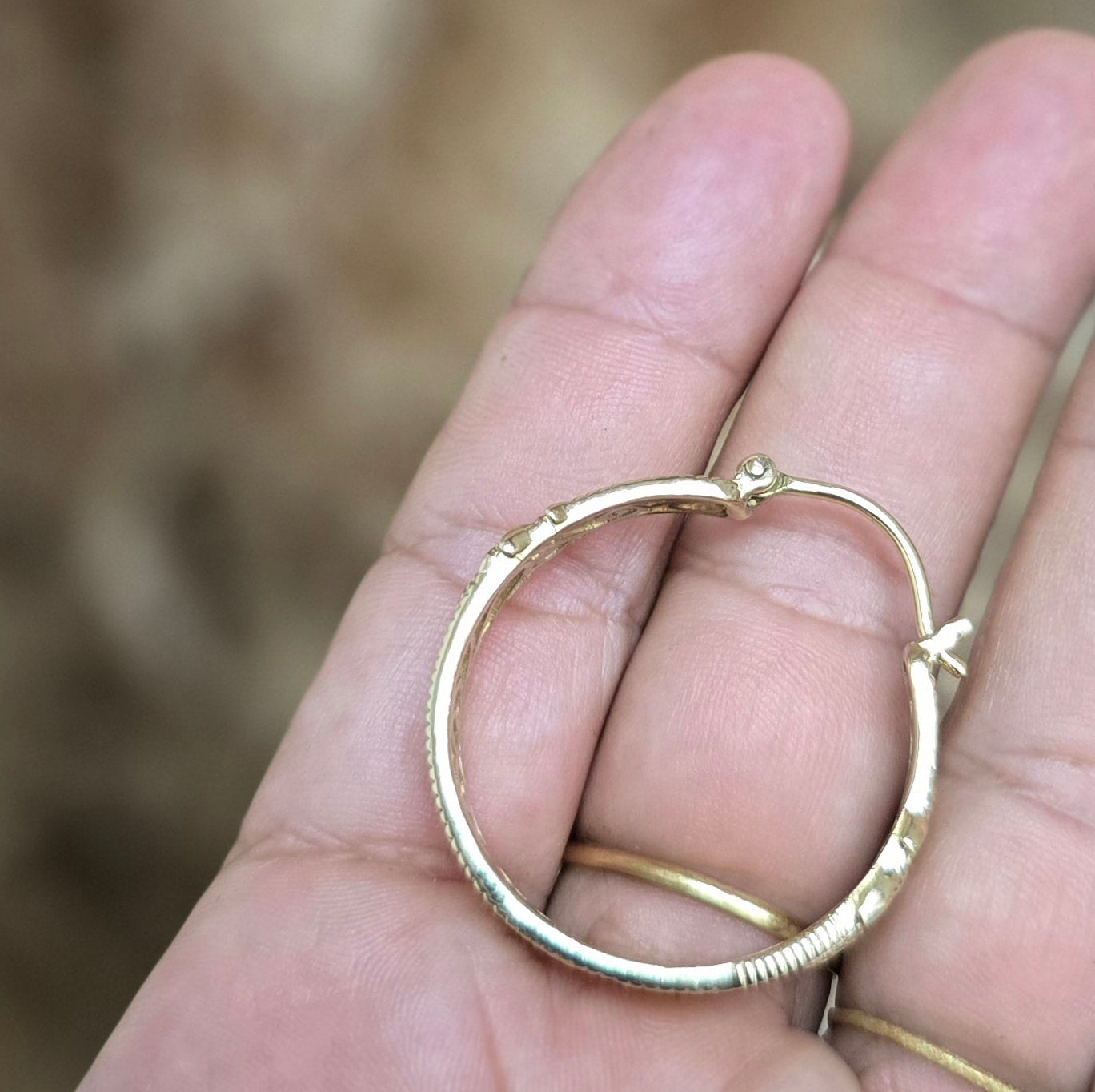 עגילי חישוק דקל פיליגרן בוהו אתני