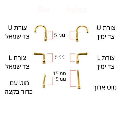 נזם פרח לוטוס זהב וטורקיז 14 קראט